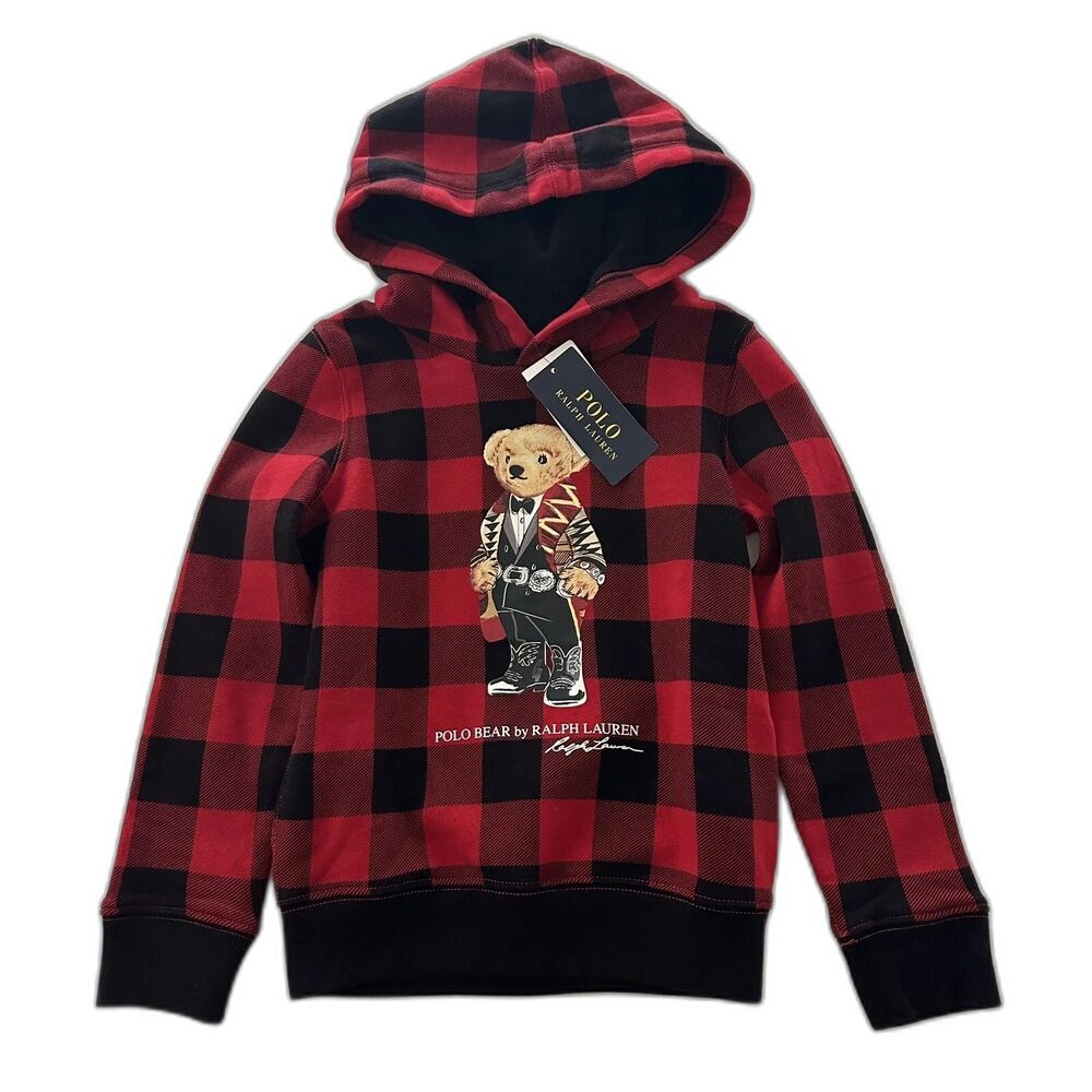 Polo Ralph Lauren Polo Bear Sweatshirt Hoodie s 5 Kids Unisex Holiday Preppy NWT